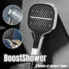 A close-up marketing image of a showerhead with inset images showing its features. Náhľad obrázku produktu