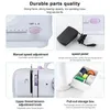 Collage of close-up images showing different features of a mini sewing machine. Produktbild-Vorschau