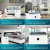 Collage of four scenes showing a mobile air conditioner in different rooms: living room, office, bedroom, and attic. Produktbild-Vorschau