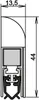 A technical drawing or diagram of a door seal with dimensions indicated. Produktbild-Vorschau