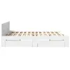 A white bed frame with a slatted base and two drawers underneath, shown from the side against a white background. Anteprima dell’immagine prodotto