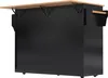 A black serving trolley with a wooden countertop and a wooden towel rack on the side, shown from a diagonal angle against a white background. Voir les images du produit