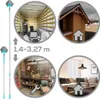 Collage showing a telescopic duster in different settings: inside a truck, on a wooden shed, in a workshop, and in a living room. Podgląd zdjęcia produktu