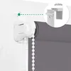 Close-up of a roller blind mounting bracket with a diagram showing the recommended gap. Produktbild-Vorschau