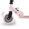 A close-up view of the front wheel and fork assembly of a pink scooter. Anteprima dell’immagine prodotto