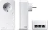 Three views of a white Devolo Magic 2 LAN triple Powerline adapter. Podgląd zdjęcia produktu