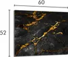 A close-up view of a black marble surface with gold veins, with dimensions indicated by lines and numbers. Náhľad obrázku produktu