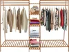 A freestanding wardrobe rack with shelves and hanging clothes. Náhled obrázku produktu