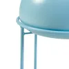 A close-up view of a light blue metal plant stand with a round pot. Produktbild-Vorschau