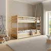 A child's bedroom with a wooden bunk bed, toys, and a rug. Produktbild-Vorschau