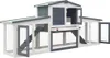 vidaXL Großer Kaninchenstall Grau und Weiß 201x45x85 cm Produktbild-Vorschau 2