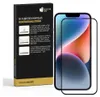 A product shot of a screen protector packaging next to a smartphone displaying a colorful abstract image. Produktbild-Vorschau