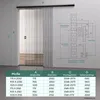 A diagram and a table showing dimensions and specifications for a glass sliding door system. Produktbild-Vorschau