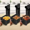 A collage of three images showing an air fryer with different foods inside: french fries, cinnamon rolls, and a whole chicken. Náhľad obrázku produktu