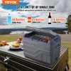 A portable refrigerator is shown open and filled with bottles, placed on a table outdoors with a scenic background. Produktbild-Vorschau