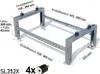 A metal stand for an air conditioning unit or heat pump, with dimensions and specifications labeled. Produktbild-Vorschau