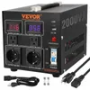 A black voltage transformer with digital displays, outlets, and ports. Produktbild-Vorschau