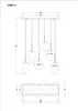 Technical drawing of a pendant light fixture with dimensions. Podgląd zdjęcia produktu