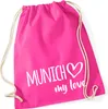 Huuraa Turnbeutel Munich my love 12 Liter Fuchsia Baumwolle Produktbild-Vorschau 1