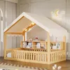 Flieks Kinderbett 90x200cm mit Led, Hausbett mit Baldachin Produktbild-Vorschau 3