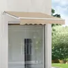 An awning is extended over a large window on the exterior of a building. Anteprima dell’immagine prodotto