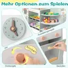 A collage of close-up images showcasing different features of a toy kitchen playset. Podgląd zdjęcia produktu
