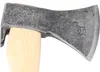 A close-up view of an axe head and part of its wooden handle, isolated on a white background. Anteprima dell’immagine prodotto