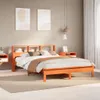 vidaXL Massivholzbett ohne Matratze Wachsbraun 140x200 cm Produktbild-Vorschau 2
