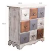 A product shot of a wooden chest of drawers with 9 drawers, showing dimensions. Podgląd zdjęcia produktu