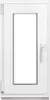 A white window frame with a clear glass pane, shown from the front. Produktbild-Vorschau