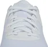 A close-up view of the top of a white Nike shoe, focusing on the laces and the shoe's upper material. Voir les images du produit