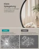 A split image showing a mirror on the top half and a comparison of glass safety on the bottom half. Produktbild-Vorschau
