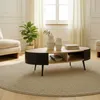 CALICOSY - Table basse ovale avec flancs en métal noir L120 Voir les images du produit 2