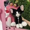 Plüsch Katze Kuscheltier 40 cm Schwarz Weiß Krullig Produktbild-Vorschau 4