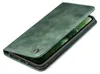 A green flip case for a smartphone is shown from a diagonal angle. Produktbild-Vorschau
