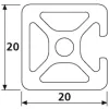 Länge 830mm - Design-Aluminiumprofil 20x20L 3 Nuten Produktbild-Vorschau 2
