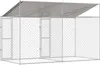 vidaXL Klec pro psy se střechou, stříbrná, 400 x 200 x 256 Náhled obrázku produktu 5