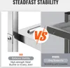 A split image comparing the stability features of a stainless steel cart. Voir les images du produit