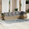 6-tlg. Garten-Sofagarnitur mit Kissen Beige Poly Rattan Produktbild-Vorschau 2