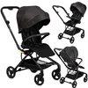 A collage of three images showing a black stroller from different angles. Anteprima dell’immagine prodotto