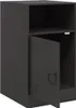 A dark gray metal locker with one door open, revealing an empty compartment and a shelf above. Produktbild-Vorschau
