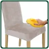 4 Stück Stuhlhussen Hohe Lehne - Beige - Samt - Universal Produktbild-Vorschau 4