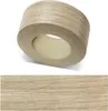A roll of wood grain edge banding tape shown from the side and a close-up of its texture. Produktbild-Vorschau