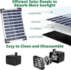 Diagram showing the layers of a solar panel and a disassembled water pump. Produktbild-Vorschau