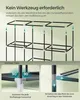 Instructional image showing how to assemble a shelving unit using metal pipes and plastic connectors. Anteprima dell’immagine prodotto