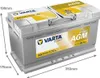 A Varta car battery is shown in a studio setting with dimensions indicated. Voir les images du produit