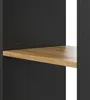A close-up view of a shelf in a cabinet, showing the dark side panel and a wooden shelf. Produktbild-Vorschau