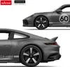 Two close-up views of a gray Rastar Porsche 911 Sport Classic R/C car, showing the front and rear sides. Voir les images du produit