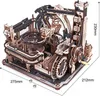 A 3D wooden marble run model with dimensions indicated. Podgląd zdjęcia produktu