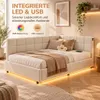 INONEFT, cama tapizada de 90 x 200 cm, cama juvenil con LED Vista previa de la imagen del producto 4